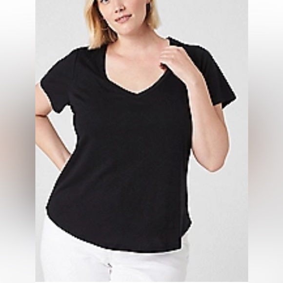 Lane Bryant Short-Sleeve Deep V-Neck Linen Tee - Picture 1 of 5